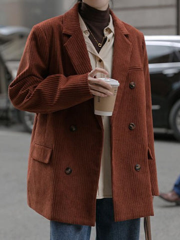 Airchics blazer en velours cotelé double boutonnage avec poches femme vintage brick